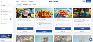 Fish & Spins official promotions page showing current offers