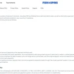 Fish & Spins official terms showing the depositing section and minimum deposit amounts