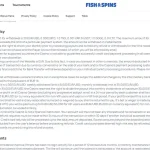 Fish & Spins official terms showing the withdrawal policy and payout limits