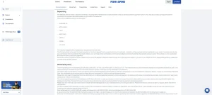 Fish & Spins terms showing deposit and withdrawal payment conditions